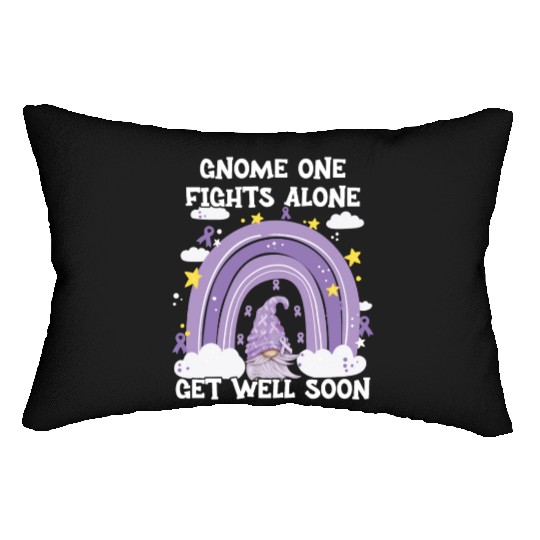 Gnome One Fights Alone Lavender Cancer Lumbar Pillows