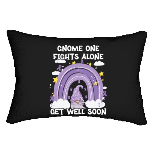 Gnome One Fights Alone Lavender Cancer Lumbar Pillows