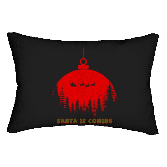Christmas Santa Is Coming Santa Candy Cane Throne Lumbar Pillows