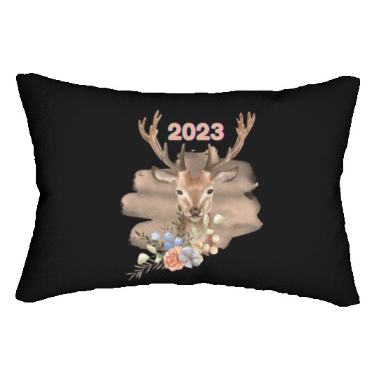 Brown Beige Watercolor Illustrated Deer Lumbar Pillows