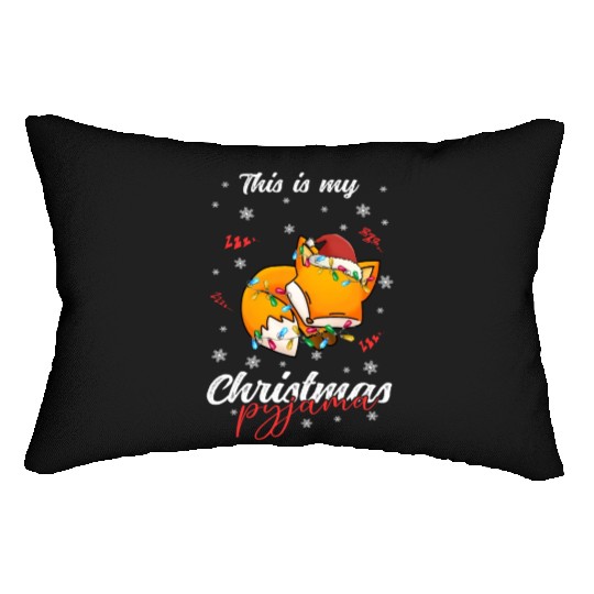 Winter Christmas Pyjama Fox Lumbar Pillows