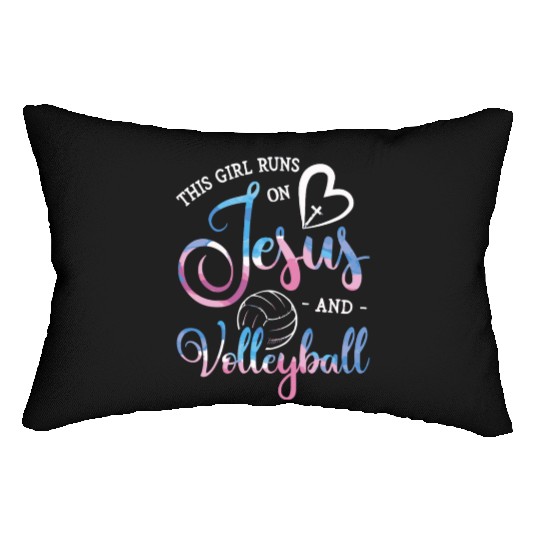 This Girl Runs On Jesus And Volleyball Player Chri Lumbar Pillows