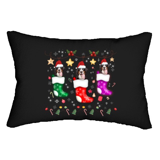 Bernese Mountain Dog Christmas Lights Gift Xmas Lumbar Pillows