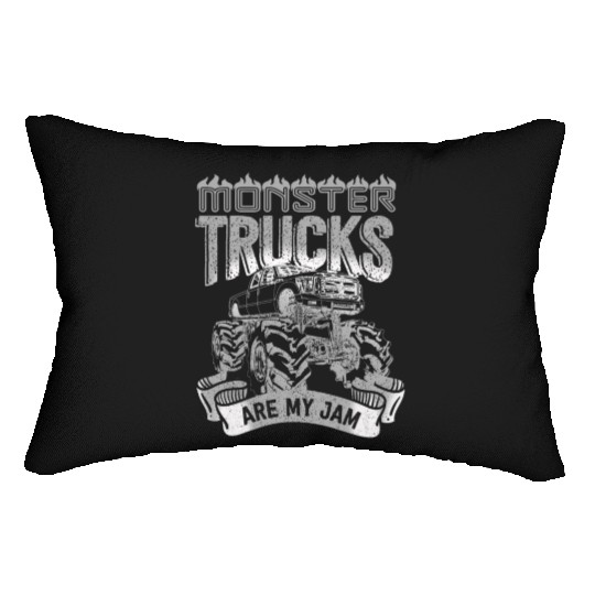 Monster Trucks Are My Jam Vintage Retro Lumbar Pillows