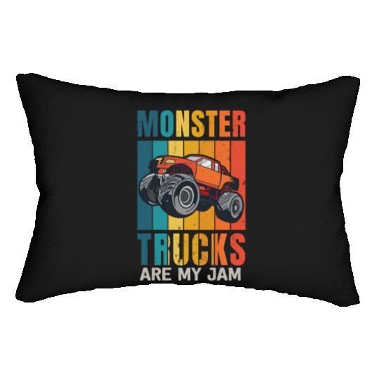 Monster Trucks Are My Jam Vintage Retro Lumbar Pillows