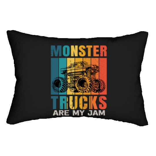 Monster Trucks Are My Jam Vintage Retro Lumbar Pillows