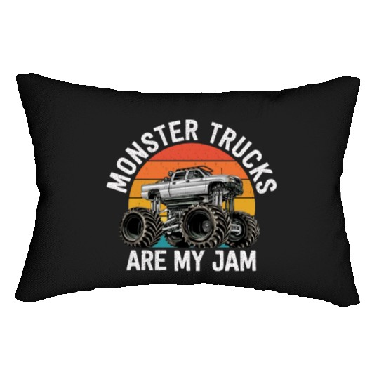 Monster Trucks Are My Jam Vintage Retro Lumbar Pillows