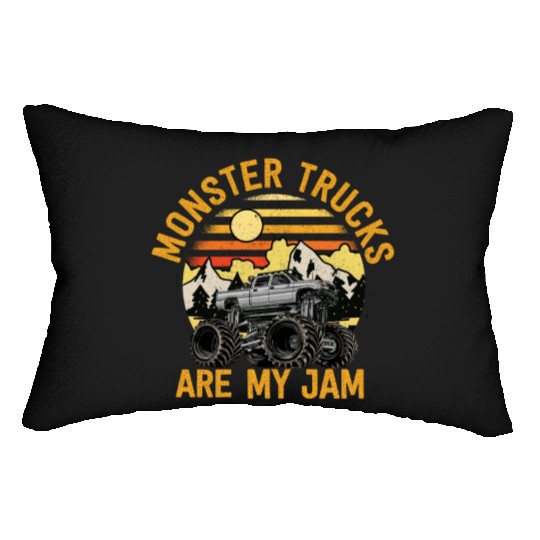 Monster Trucks Are My Jam Vintage Retro Lumbar Pillows