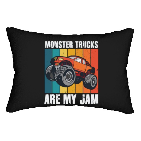 Monster Trucks Are My Jam Vintage Retro Lumbar Pillows