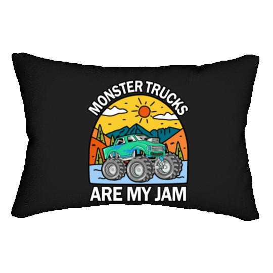 Monster Trucks Are My Jam Vintage Retro Lumbar Pillows