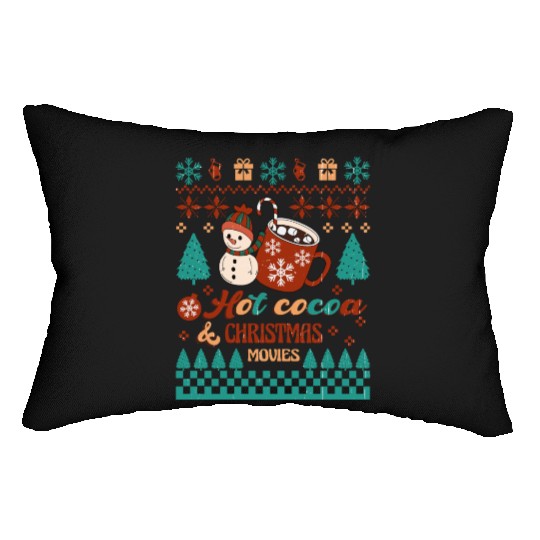 Funny Christmas Hot cocoa christmas movies Lumbar Pillows