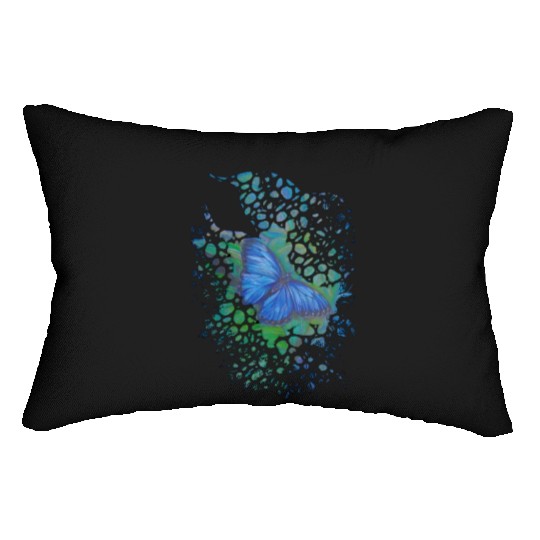 Royal blue monarch butterfly retro 70's animal Lumbar Pillows