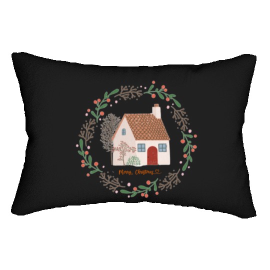 Merry Christmas | Home For The Holidays | Xmas Lumbar Pillows