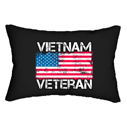 Vietnam Veteran Vintage Us Flag Military Vet Lumbar Pillows