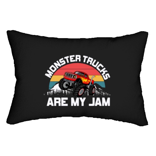 Monster Trucks Are My Jam Vintage Retro Lumbar Pillows