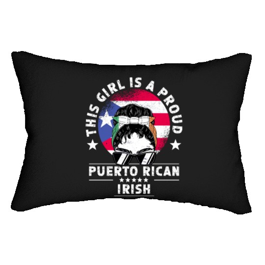 Puerto Rico Flag Ireland Grown Women Girl Lumbar Pillows
