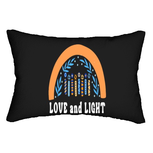 Love And Light Rainbow Hanukkah Jewish Chanukah Lumbar Pillows