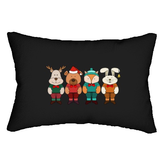 Adorable animals ready for winter Lumbar Pillows