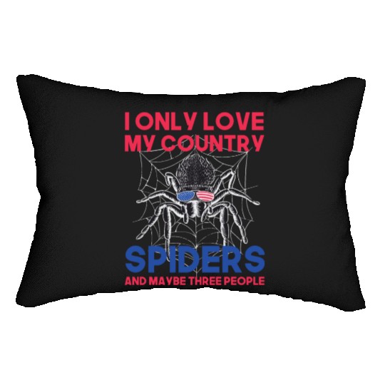 I love america and spiders and maybe three people Lumbar Pillows