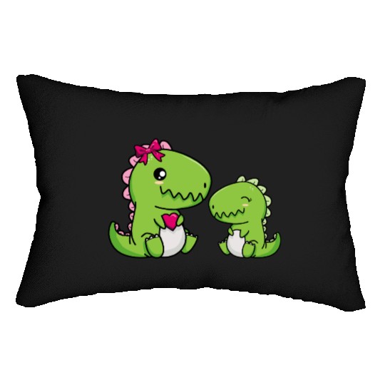 Big sister brother dino siblings boy girl heart Lumbar Pillows
