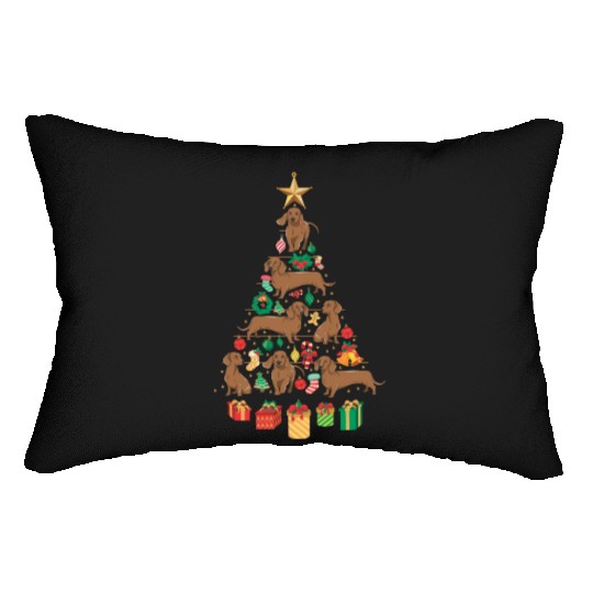 Dachshund Christmas Tree Lumbar Pillows