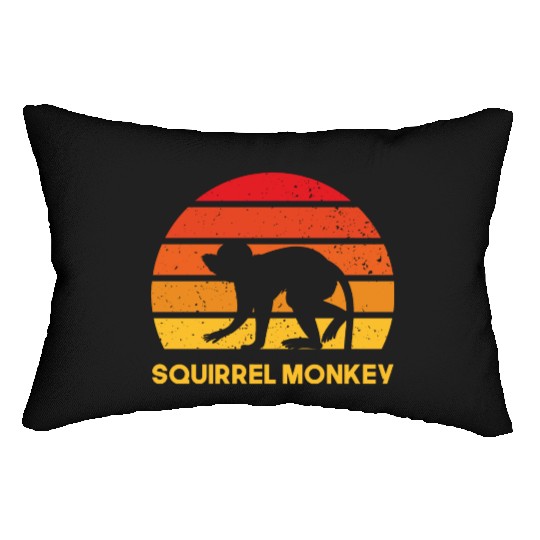 squirrel monkey sunrise sundown design Lumbar Pillows