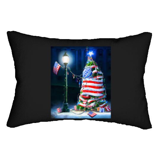 Patriotic Christmas US Flag With Christmas Lumbar Pillows