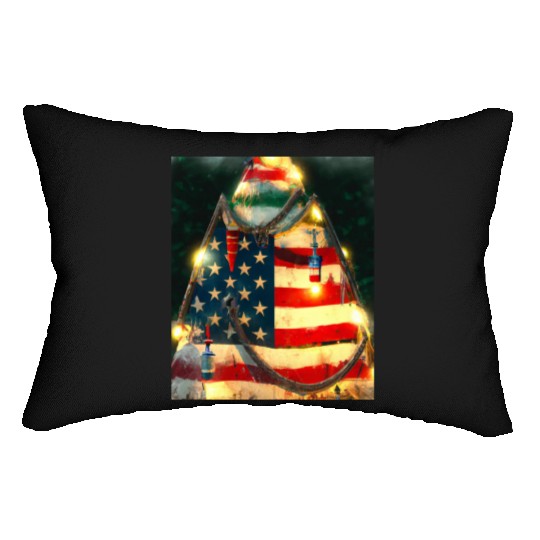 Patriotic Christmas Christmas Tree US Flag Lumbar Pillows
