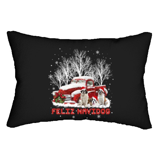 Feliz Navidog Saint Bernard Christmas Dog Lovers Lumbar Pillows