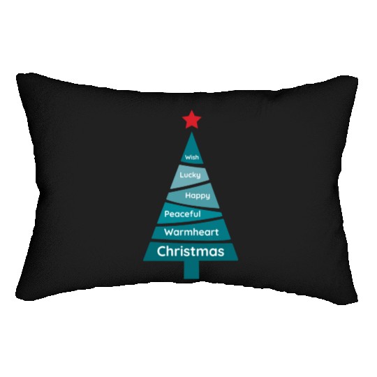 Minimalist Teal Blue Christmas Pine Lumbar Pillows