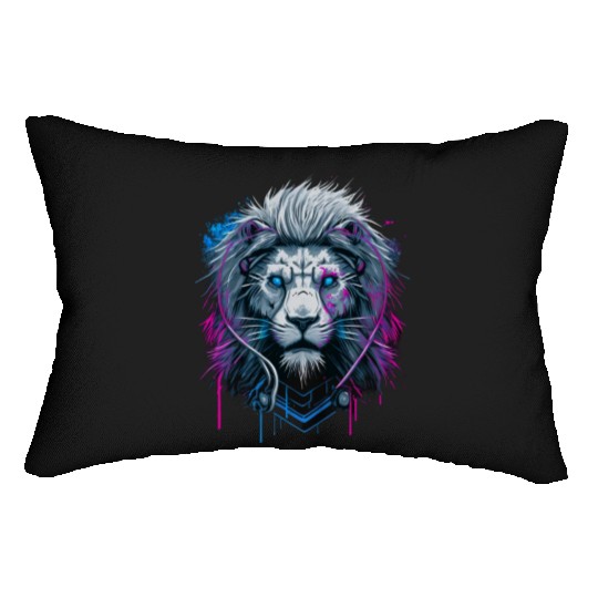 Lion, White Lion, abstract Lumbar Pillows