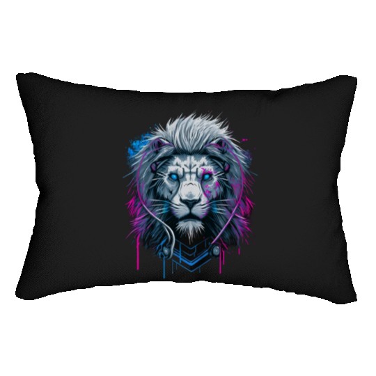Lion, White Lion, abstract Lumbar Pillows