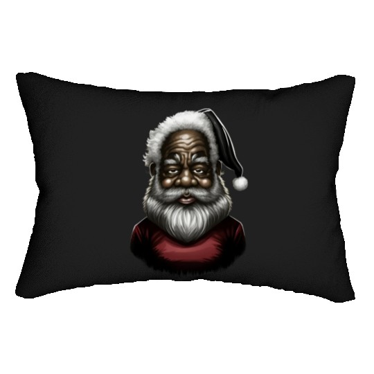 Black Santa, African American Santa Claus Lumbar Pillows