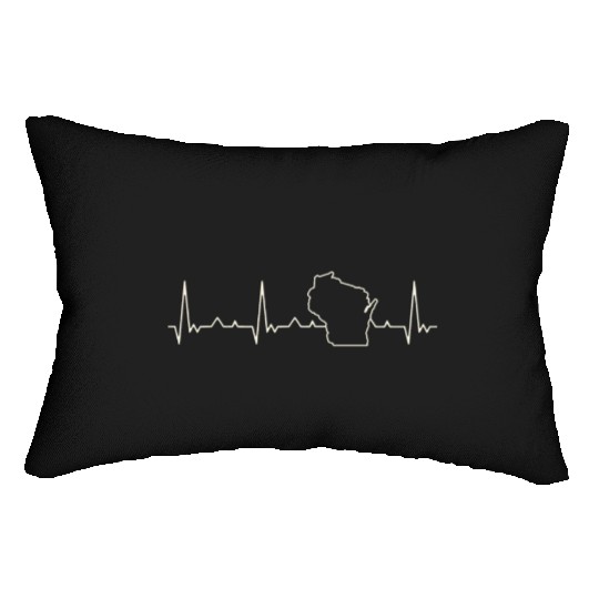 Wisconsin State USA. Heart. Love. EKG. Pulse. Lumbar Pillows