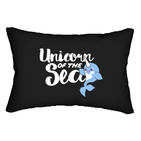 Unicorn of the sea narwhal humor Lumbar Pillows
