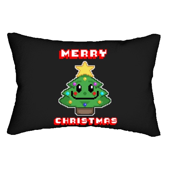 Merry Christmas I Xmas I 8 Bit Pixelated Lumbar Pillows