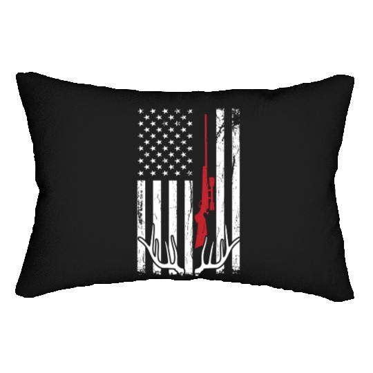Hunter American Flag Usa Hunting Deer Lumbar Pillows