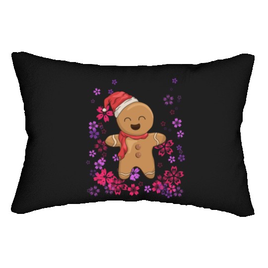 Sweet gingerbread with flowers Lumbar Pillows