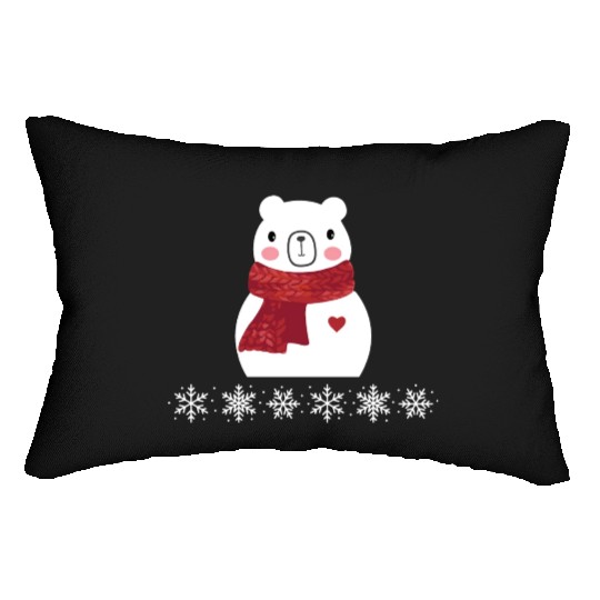 Polar bear as a snowman Lumbar Pillows