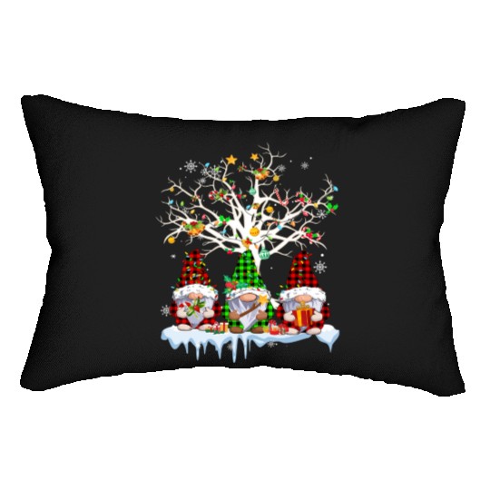 Gnomes Merry Christmas Light Family Gnome Xmas Lumbar Pillows