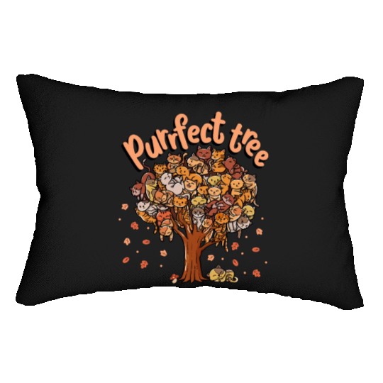 Purrfect Tree Kittens Family Of Cats Fall Season Lumbar Pillows