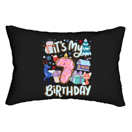 It's My 7 Birthday Snowman Holiday Donut Winter Lumbar Pillows