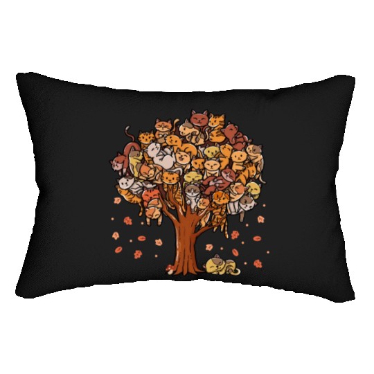 Autumn Tree Kittens Family Of Cats Fall Season Lumbar Pillows