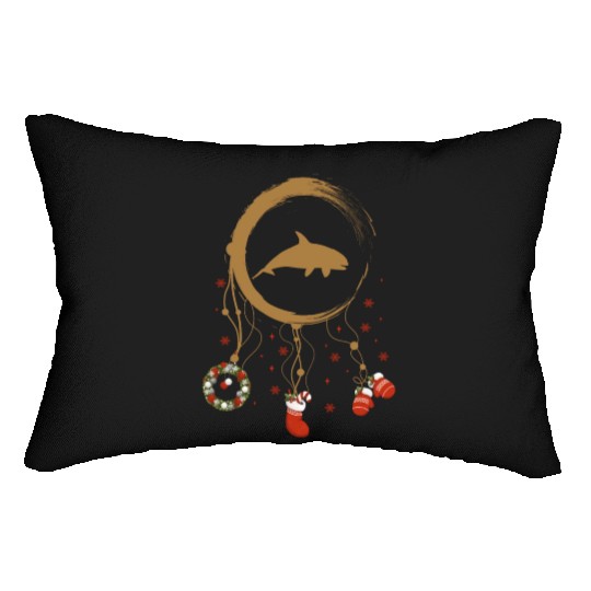 Winter dreamcatcher Christmas Orca Lumbar Pillows