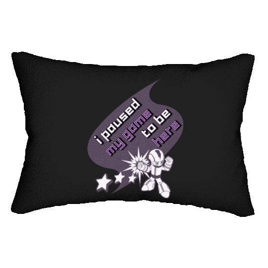 i paused my game to be here Lumbar Pillows