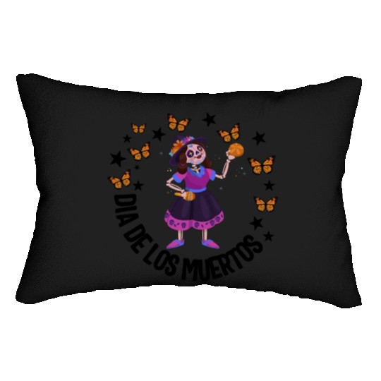 Dia De Los Muertos Lumbar Pillows, Girl Sugar Skeleton