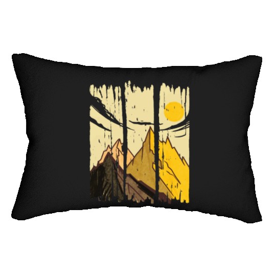 Painted Art Mountains With Sun Lumbar Pillows