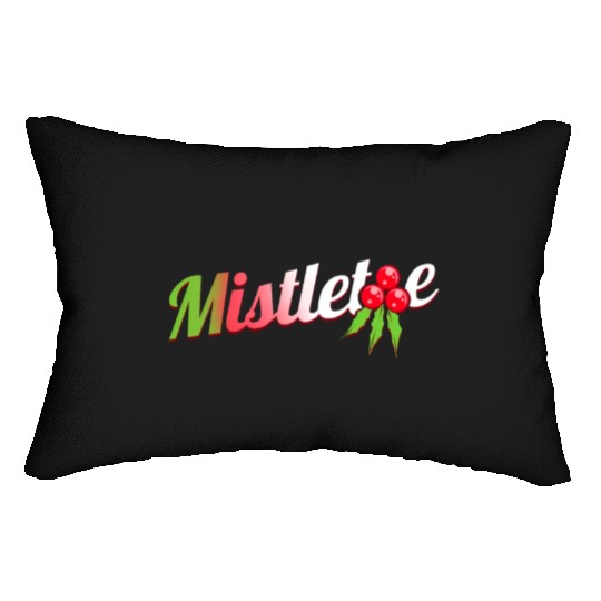 Green Red White Mistletoe Logo For Christmas Lumbar Pillows