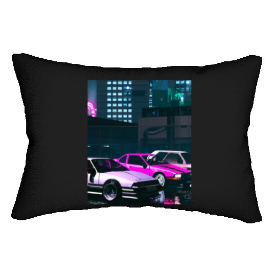 Vaporwave Car Synthwave City Lumbar Pillows
