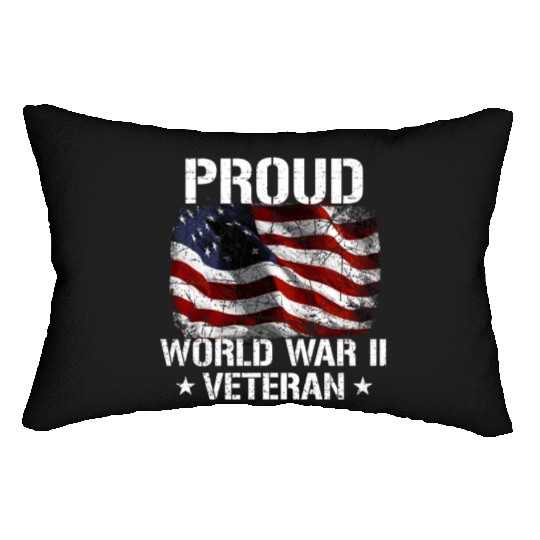 World War 2 Veteran Military Veteran USA Flag Lumbar Pillows